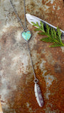 Feather and turquoise heart sterling silver necklace