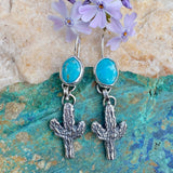 Cactus and Turquoise sterling silver earrings