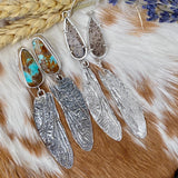 Dragonfly wings & Dendritic teardrop hand cast Sterling Silver Earrings
