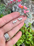 Mini Horse and Kingman turquoise hand cast Sterling Silver Earrings
