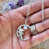 Moon Ghost  - Sterling silver hand carved/cast necklace