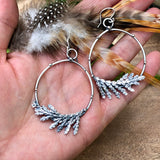 Cedar Hoops  II Hand cast "real" Cedar branches Earrings