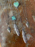 Feather and turquoise sterling silver necklace