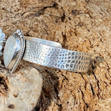 Moonstone teardrop Reptile sterling silver cuff