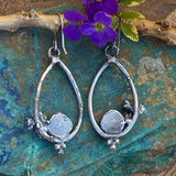 Succulent & Moonstone teardrop hoop Earrings