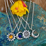 Sun and Cresent moon pendant necklaces