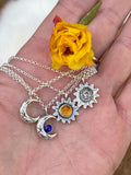 Sun and Cresent moon pendant necklaces