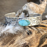 Kingman turquoise floral Sterling Silver Cuff Bracelet