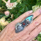 Montana Agate and Turquoise and Montana agate Sterling Silver ring in a size 6.25