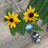 Opal Skull & Succulents Necklace