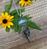 Opal Bird Skull with Succulent Necklace