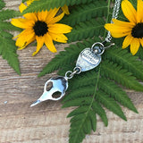 Opal Bird Skull II with Succulent Necklace