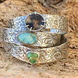 Kingman turquoise floral Sterling Silver Cuff Bracelet