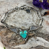 Wild heart with a gypsy soul hand wrought heavy chain sterling silver bracelet